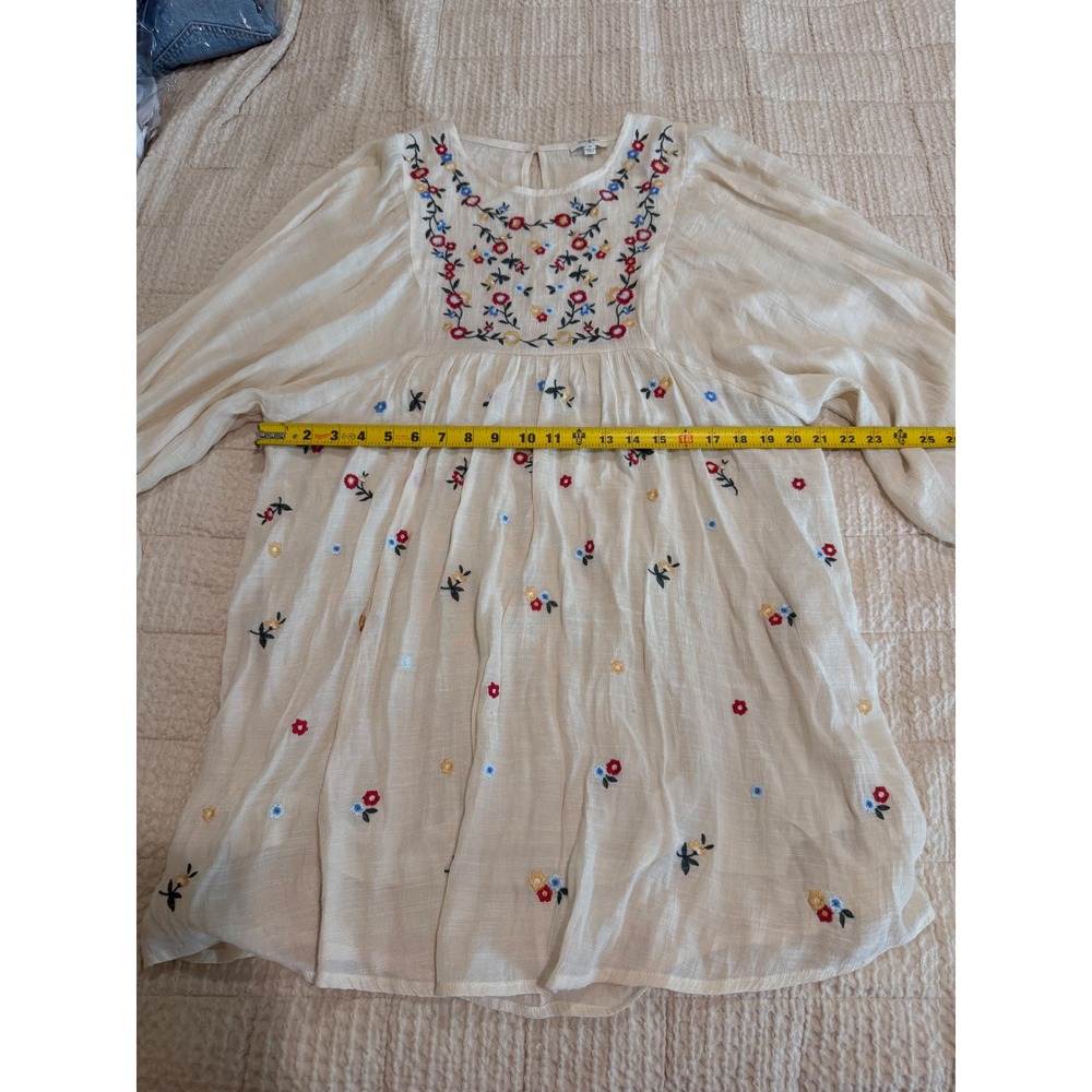Umgee NWOTWomen's Size M Ivory Floral Embroidered Knee legnth Dress boho chic - Picture 9 of 10